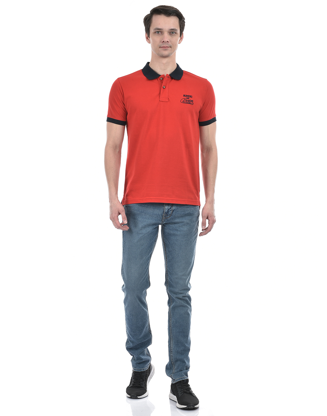 Numero Uno Men Color Block Red T-Shirt